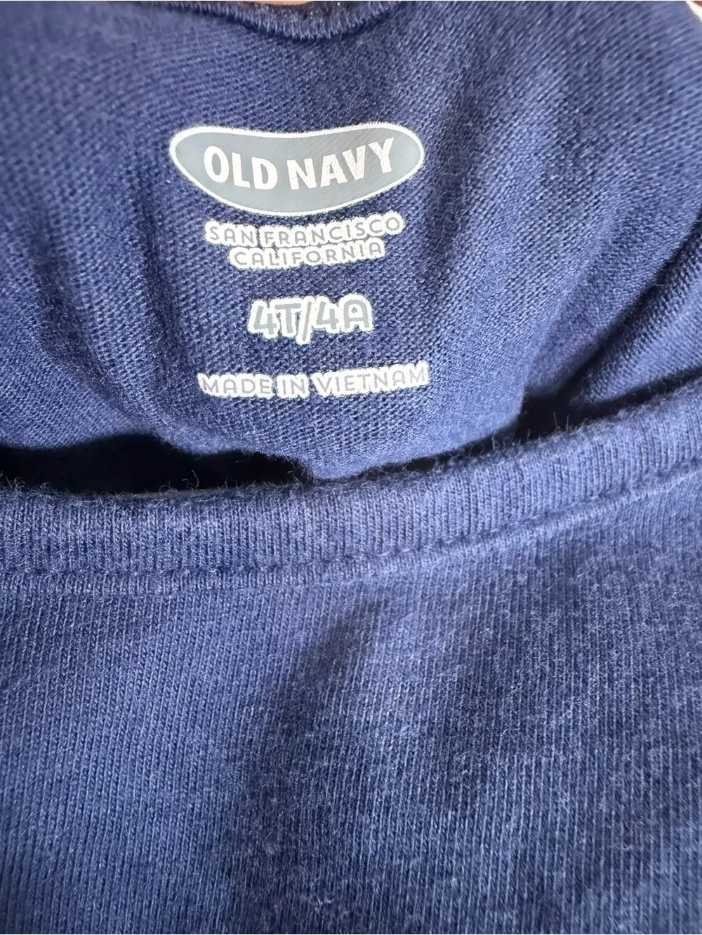 Old Navy Dress Navy Blue Long-Sleeve Tulle Scoop Neck Casual Girl Toddler 4T